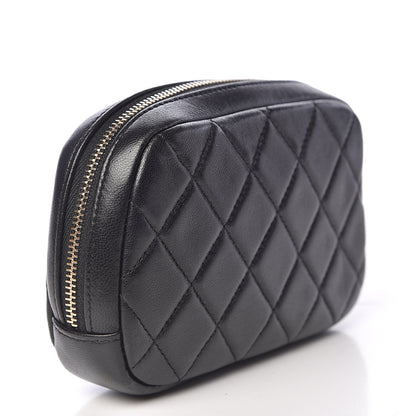 Chanel Lambskin Quilted Small Curvy Pouch Cosmetic Case Black 3 of 7