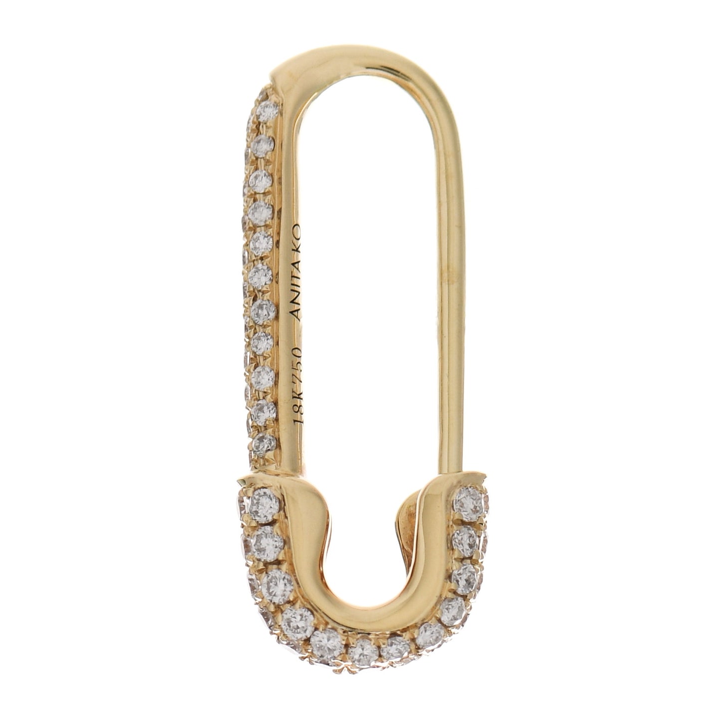 18K Yellow Gold Diamond Mini Safety Pin Earring