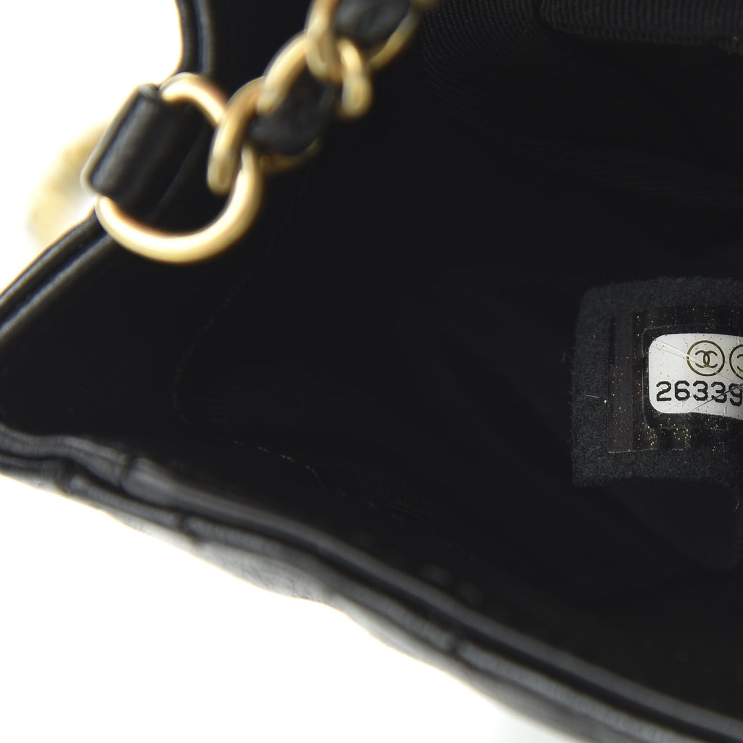 Glazed Calfskin Chevron Quilted Small Hampton Flap Black