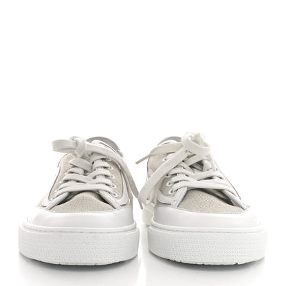 Hermes Canvas Calfskin Get Sneakers 39.5 Prunoir Blanc 2 of 7