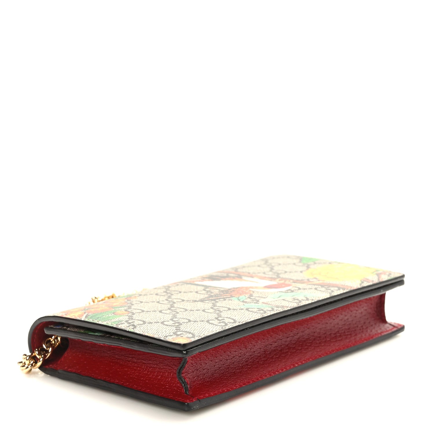 Gucci GG Supreme Monogram Tian Chain Wallet Beige Multicolor Red 4 of 8