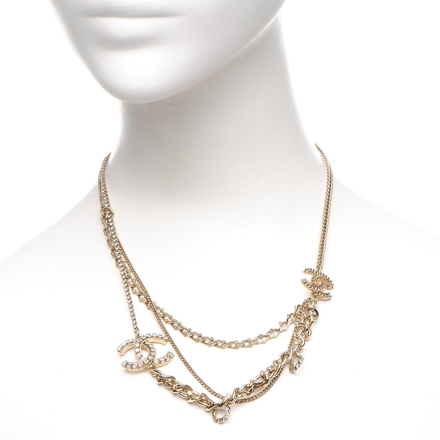 Chanel Crystal Chain CC Necklace Gold 2 of 7