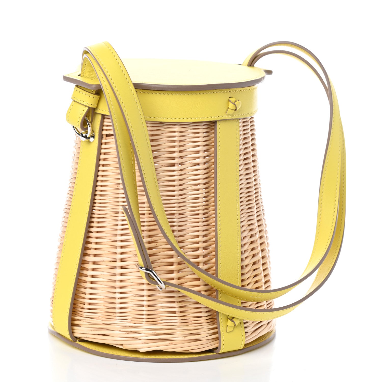 Hermes Swift Wicker Sac Farming Picnic Bag Lime Naturel 3 of 9