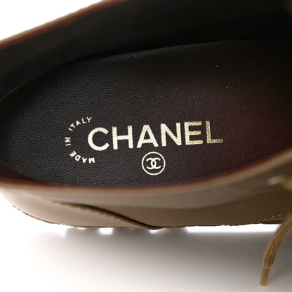 Chanel Calfskin CC Turnlock Lace Up Boots 40 Beige 7 of 12