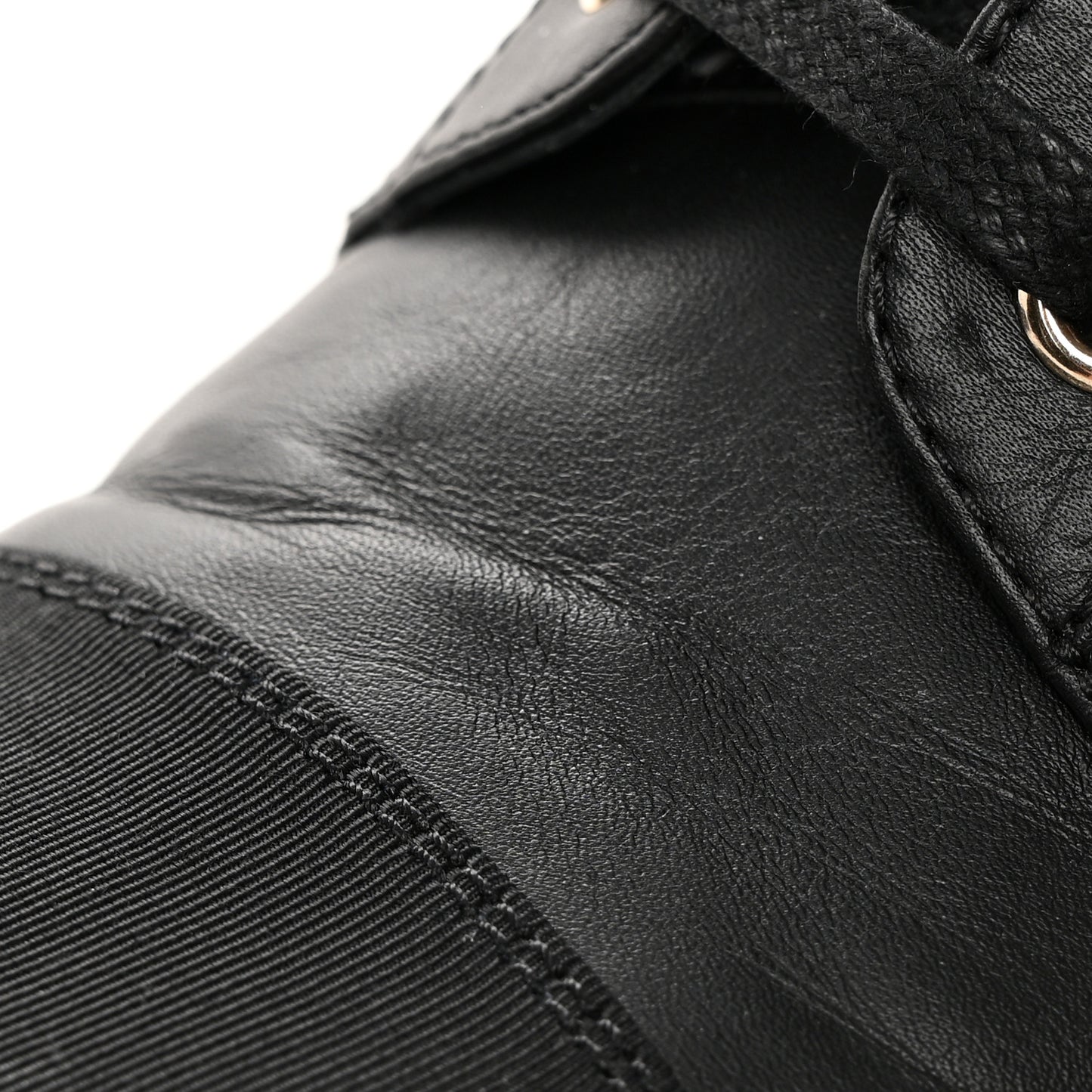 Shiny Calfskin Lace Up Combat Boots 38 Black