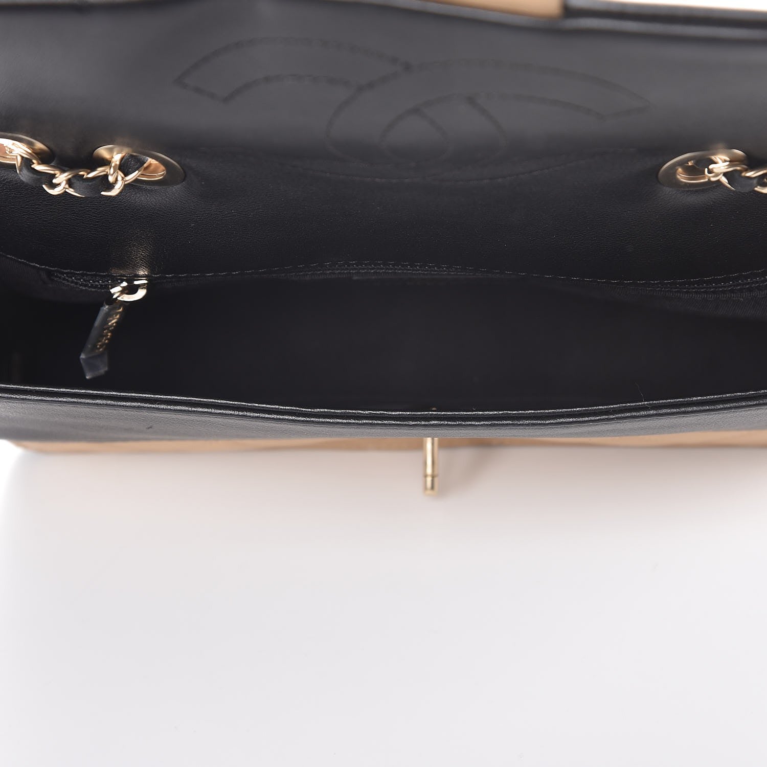 Chanel Calfskin Quilted Medium Graphic Flap Beige Black 6 of 8