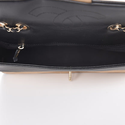 Chanel Calfskin Quilted Medium Graphic Flap Beige Black 6 of 8