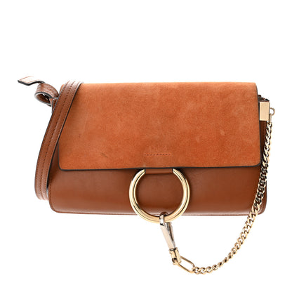 Chloe Suede Calfskin Small Faye Shoulder Bag Tobacco 1 of 15