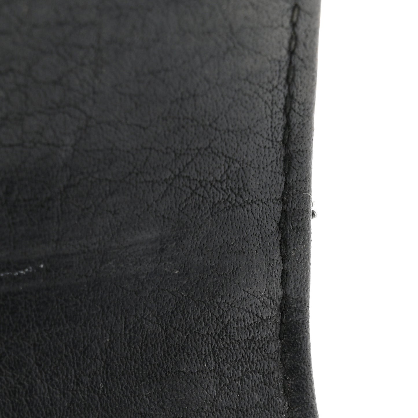 Calfskin Diamond Stitched Card Holder Wallet Black