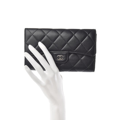Chanel Lambskin Quilted Large Flap Wallet Black 2 of 7