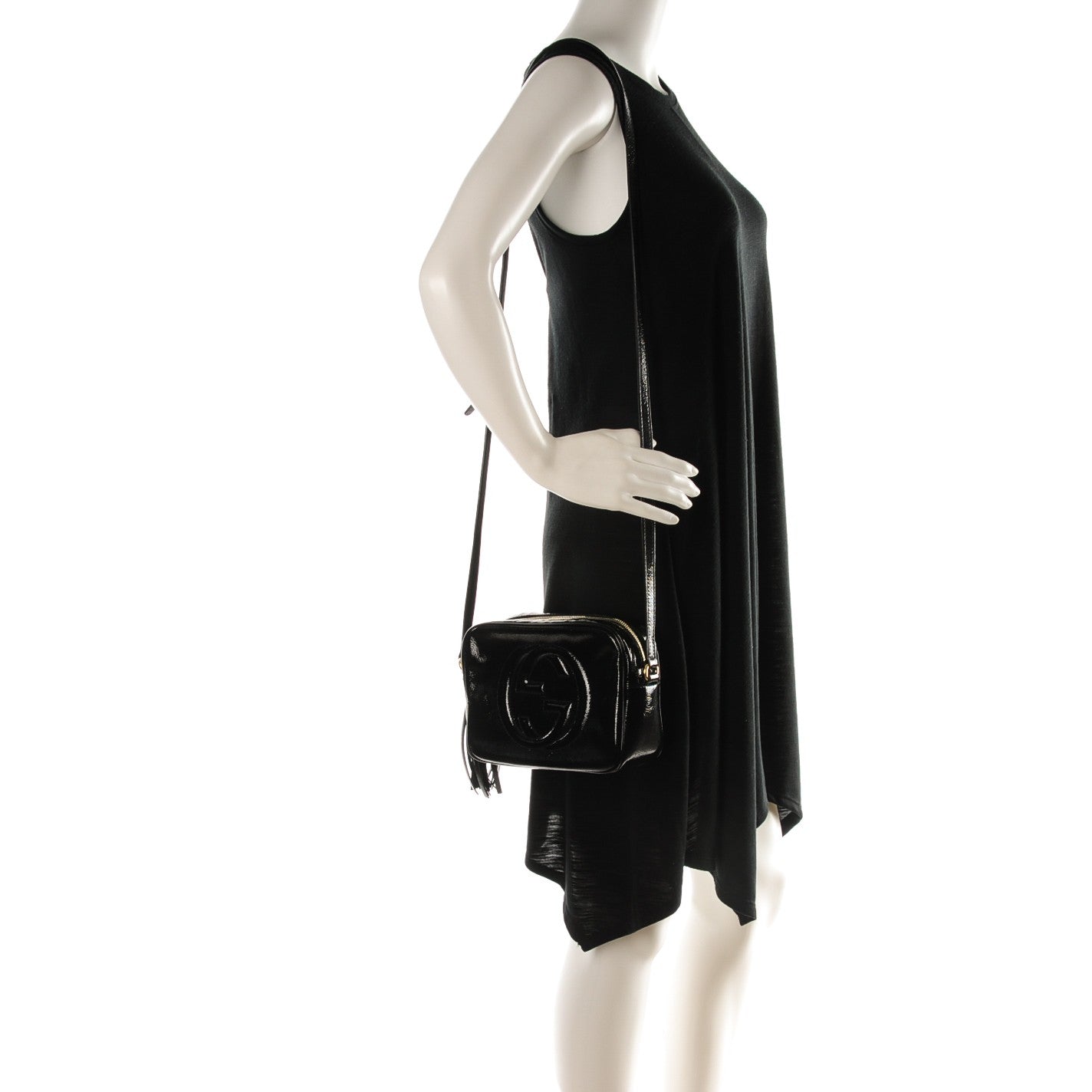 Soft Patent Small Soho Disco Bag Black