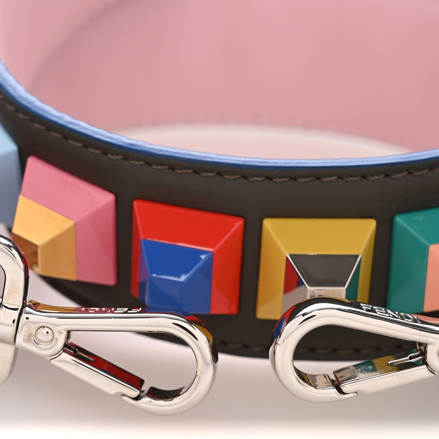 Fendi Vitello Dolce Plexiglass Bi-Color Studded Strap You Carbone Peonia Multicolor 3 of 4