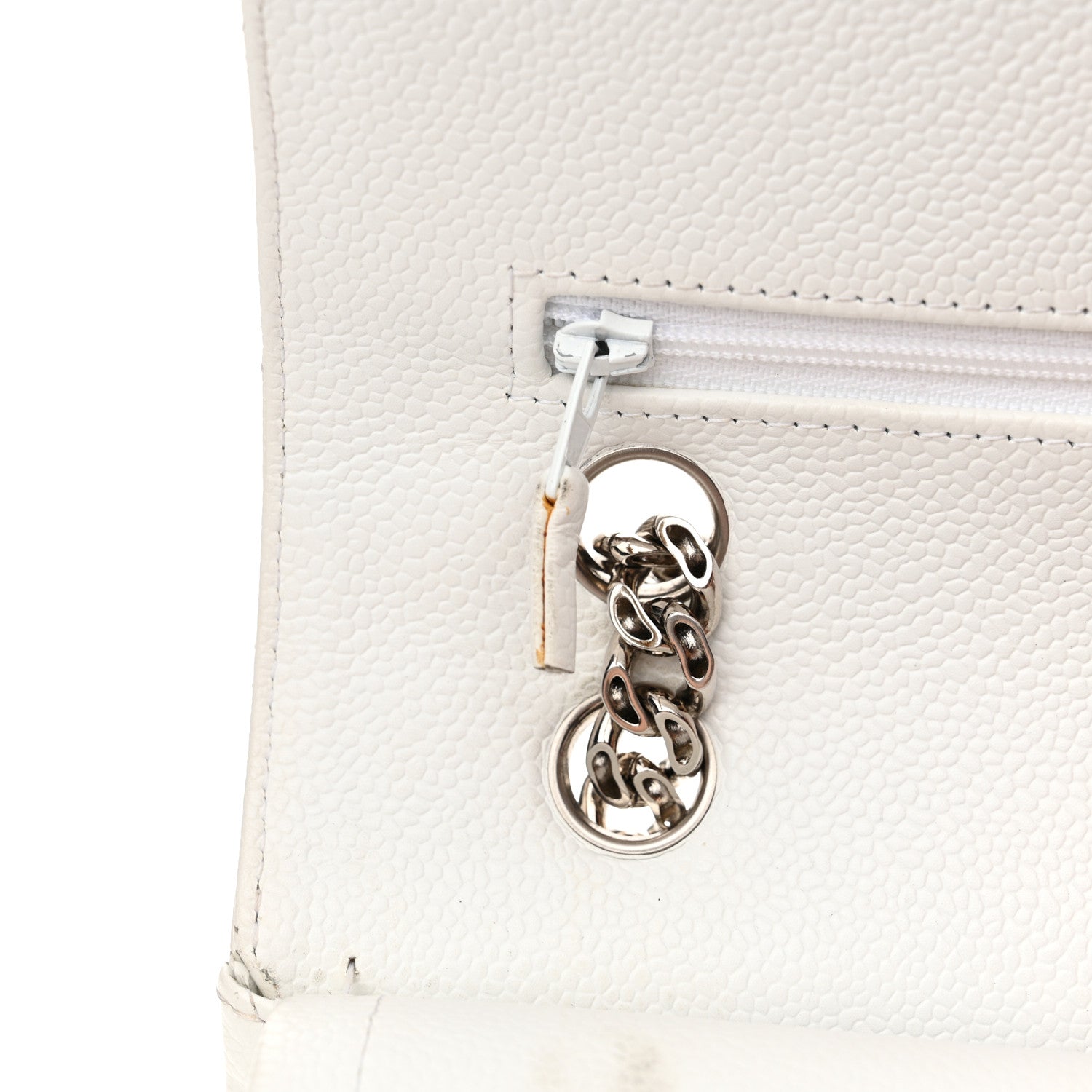 Chanel Caviar Quilted Medium Double Flap Bijoux Chain White 20 of 26