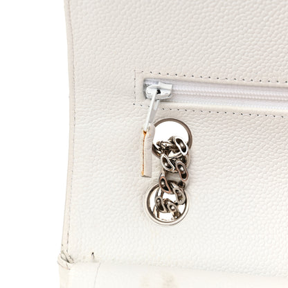Chanel Caviar Quilted Medium Double Flap Bijoux Chain White 20 of 26