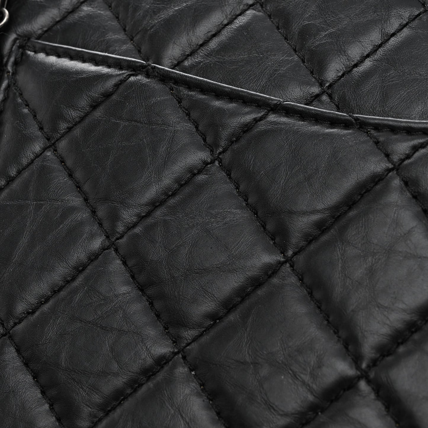 Aged Calfskin Quilted 2.55 Reissue 227 Flap Black