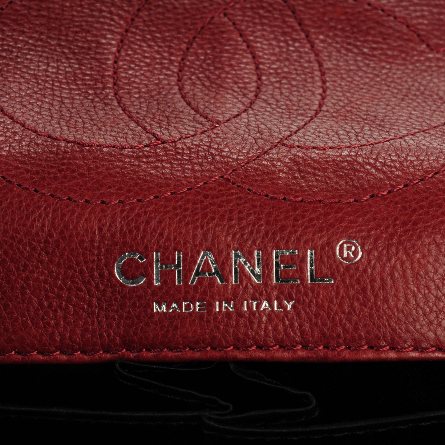 Calfskin Quilted Medium Lucky Symbols Flap Dark Red
