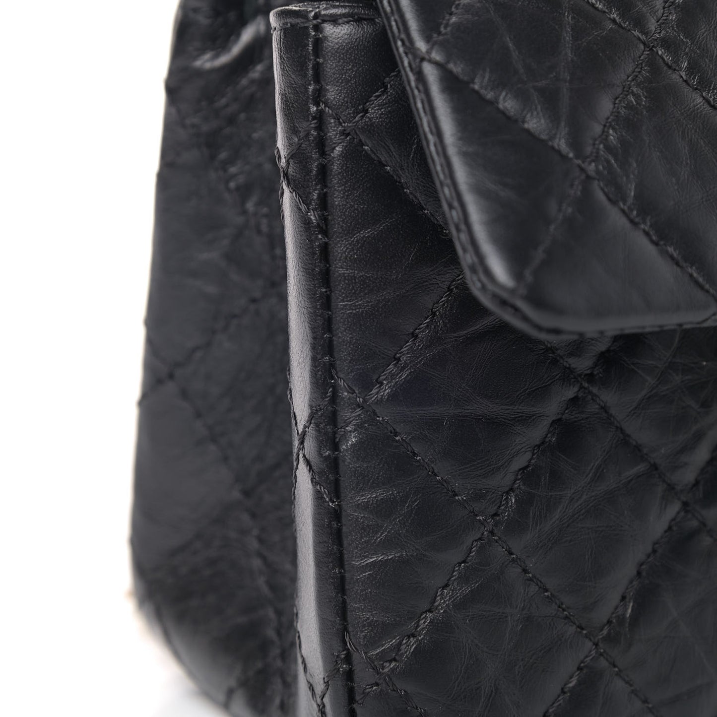 Aged Calfskin Quilted 2.55 Reissue Mini Flap Black