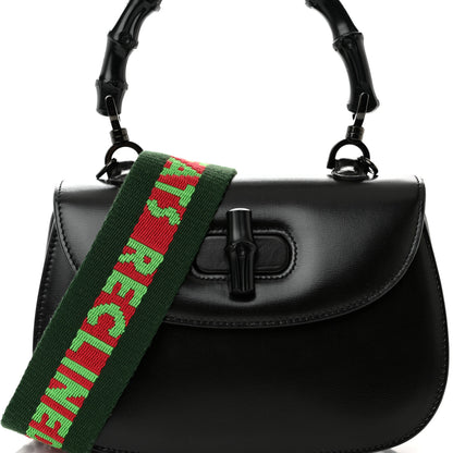 Gucci Boarded Dyana Lux Calfskin Monochrome 100 Centennial Music Small Bamboo 1947 Top Handle Bag Black 8 of 12