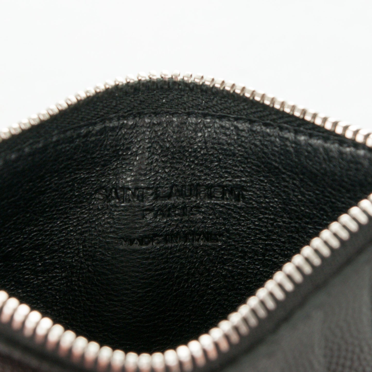 Grained Calfskin 5 Fragments Zip Pouch Card Holder Black