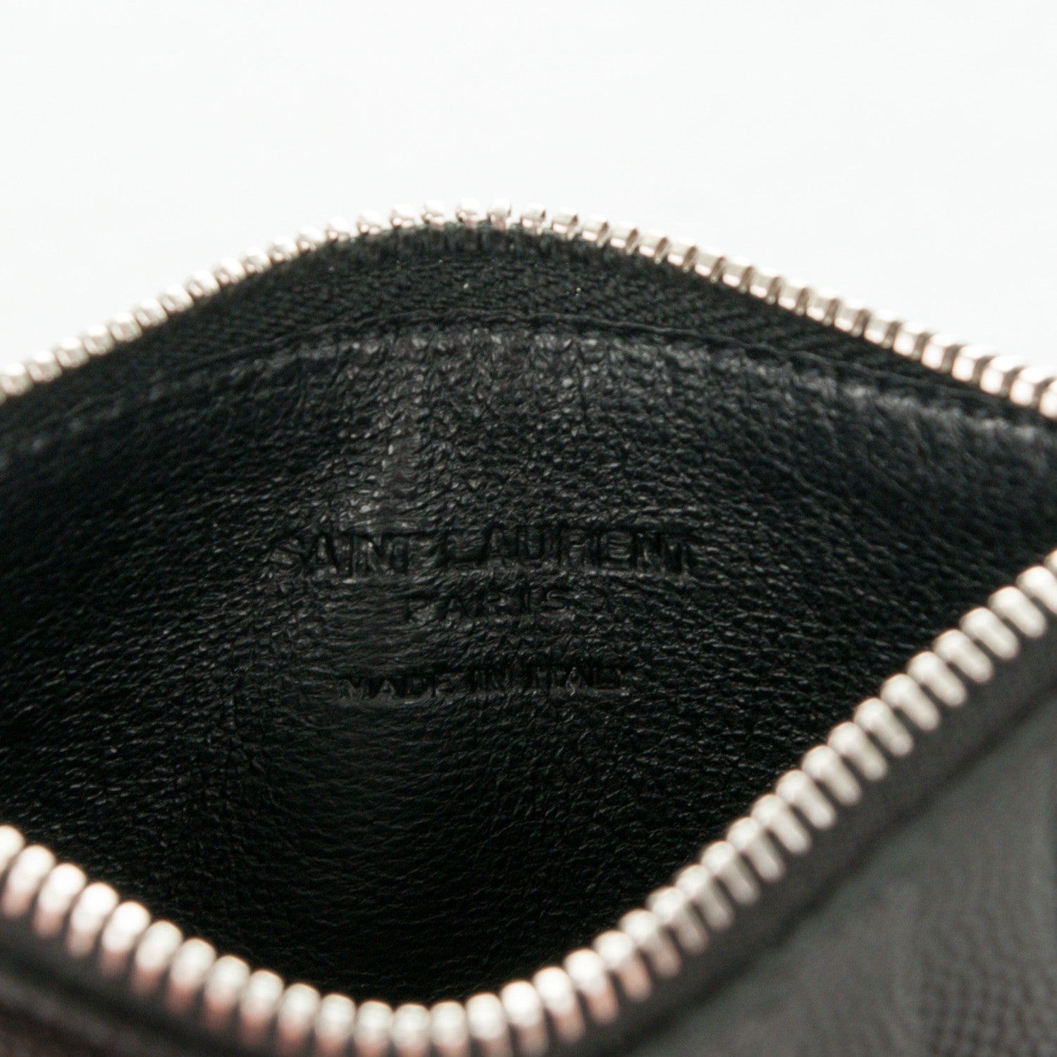 Saint Laurent Grained Calfskin 5 Fragments Zip Pouch Card Holder Black 7 of 7