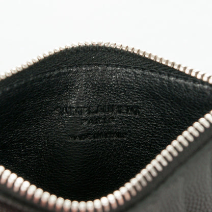 Saint Laurent Grained Calfskin 5 Fragments Zip Pouch Card Holder Black 7 of 7