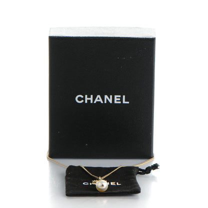 Chanel Pearl Crystal CC Pendant Necklace Light Gold 5 of 5