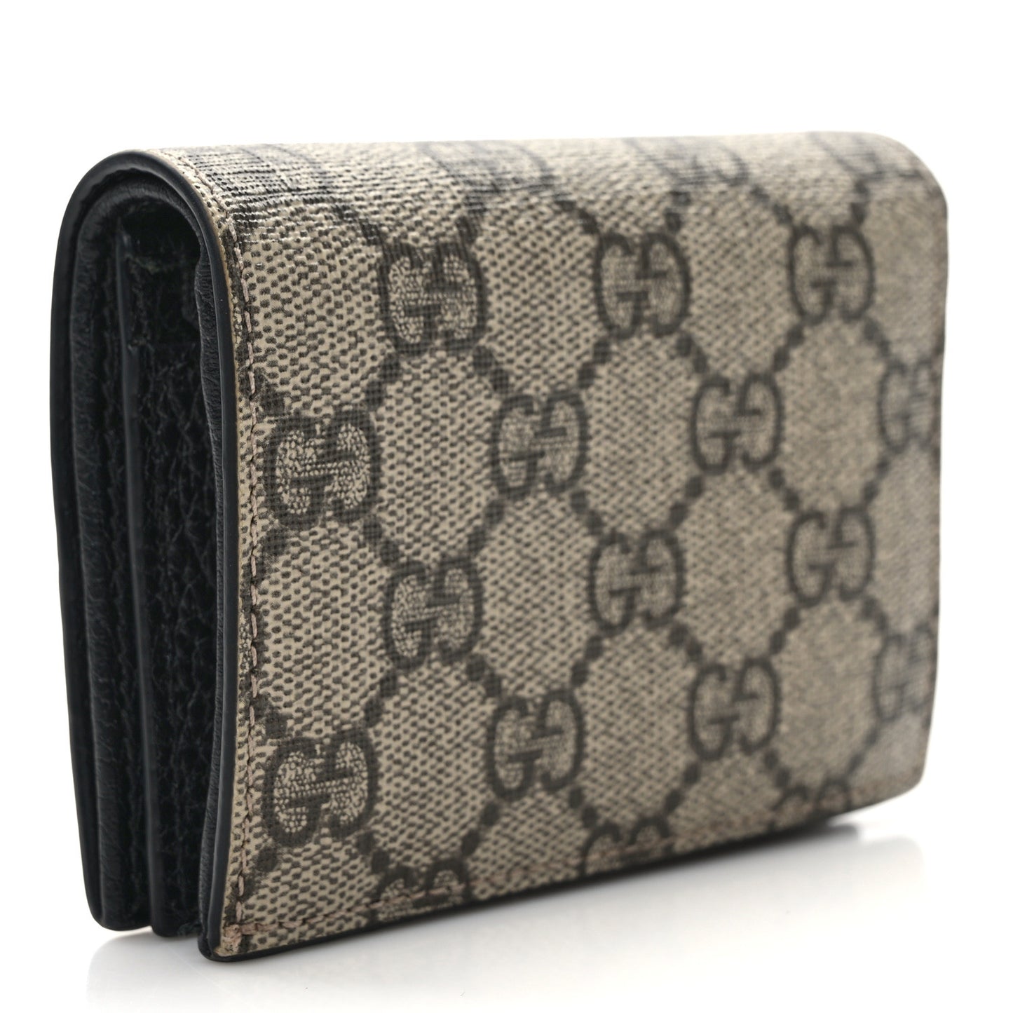 Dollar Calfskin GG Supreme Monogram GG Marmont Card Case Black Beige Ebony