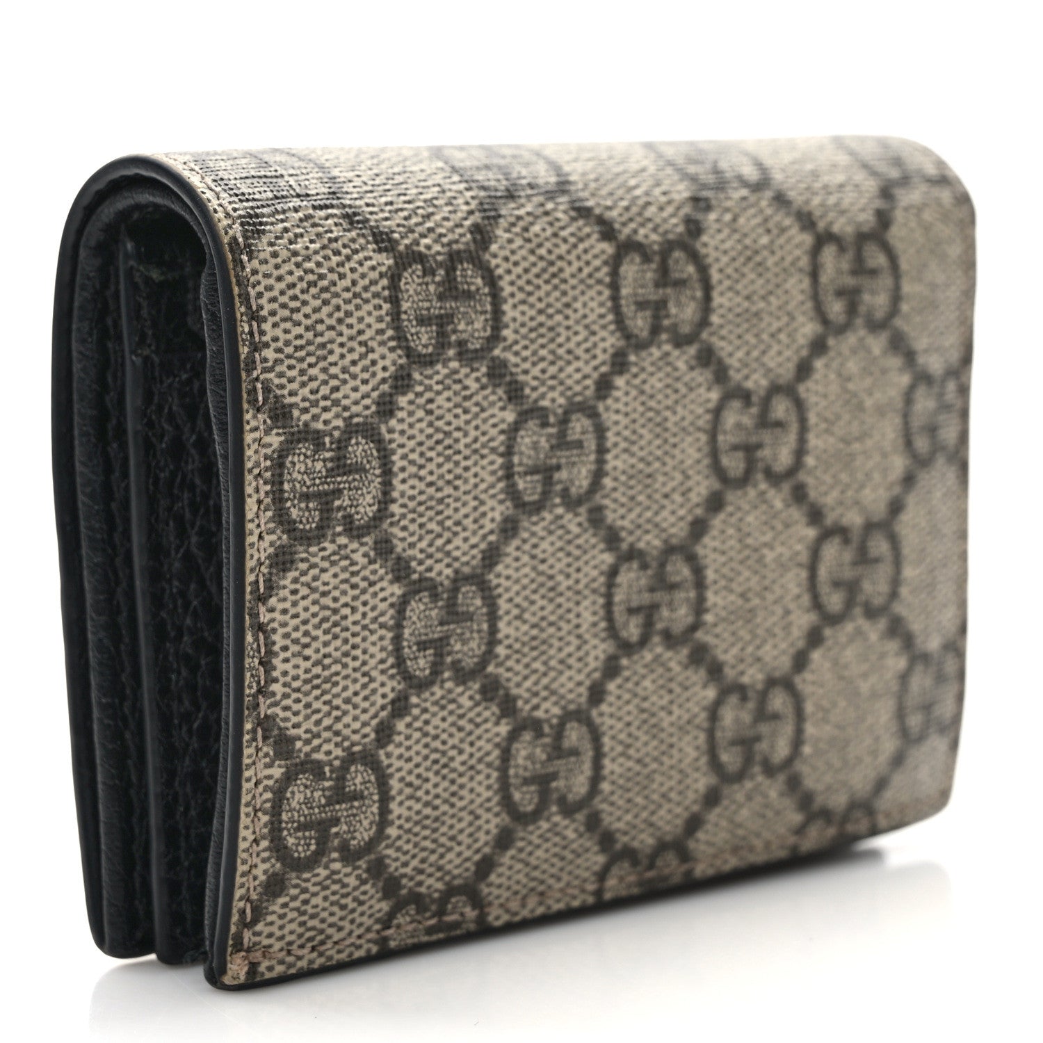 Gucci Dollar Calfskin GG Supreme Monogram GG Marmont Card Case Black Beige Ebony 3 of 8
