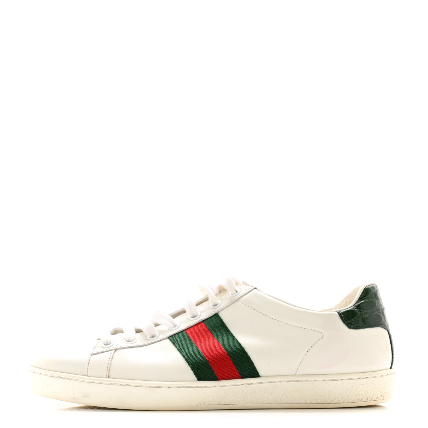 Gucci Calfskin Ayers Bee Embroidered Womens Ace Sneakers 38 White Green 1 of 11