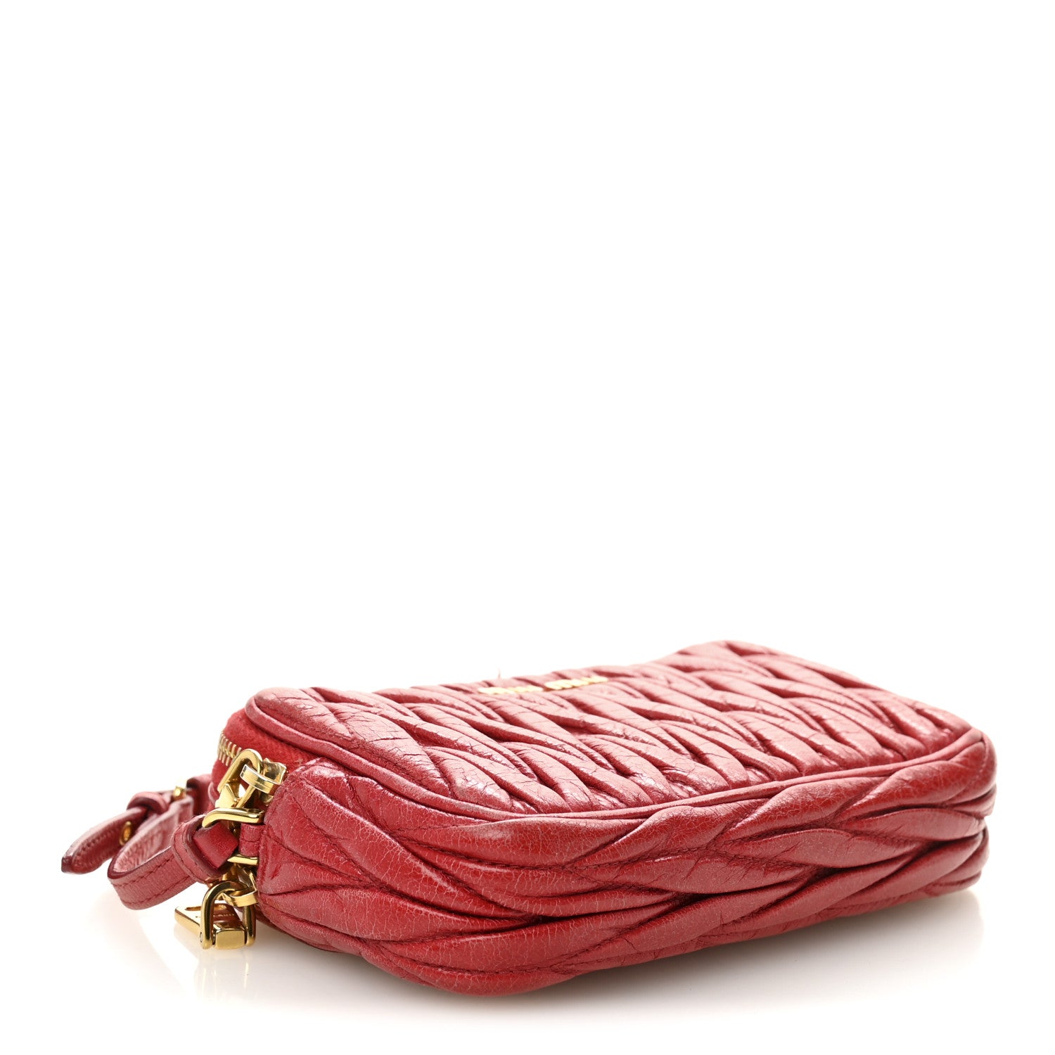Miu Miu Nappa Matelasse Double Zip Pochette Clutch Rosso 4 of 13