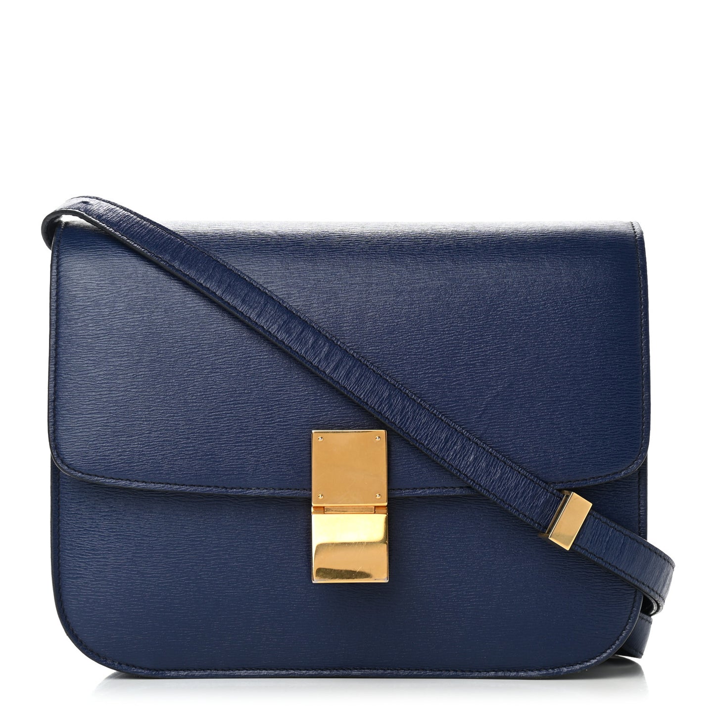 Liege Calfskin Medium Classic Box Flap Bag Blue