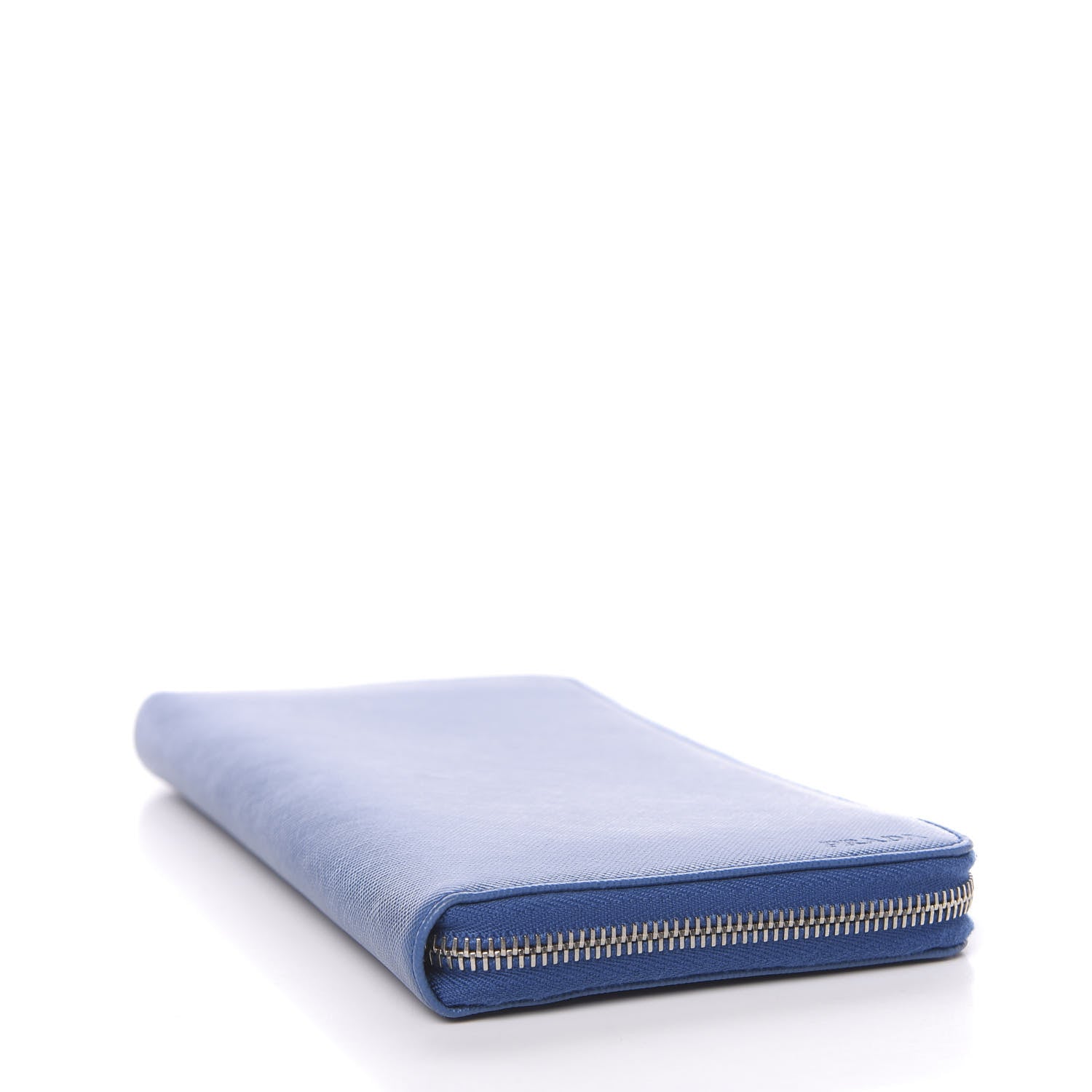 Prada Saffiano Zip Around Portfolio Wallet Azzurro 4 of 7