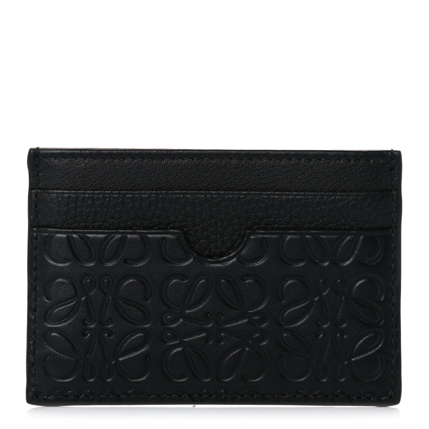Calfskin Embossed Puzzle Plain Card Holder Black