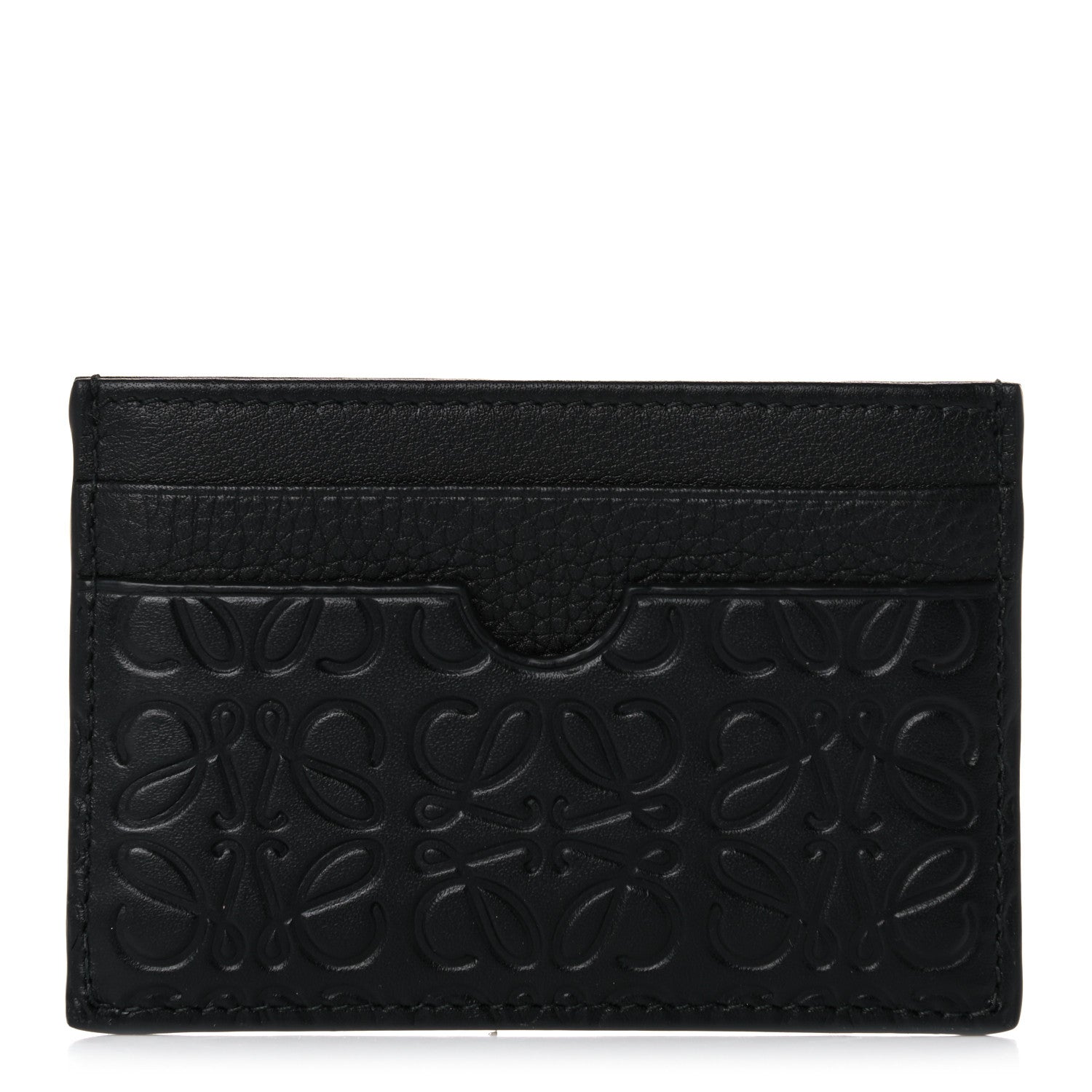Loewe Calfskin Embossed Puzzle Plain Card Holder Black 1 of 7