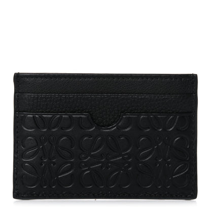 Loewe Calfskin Embossed Puzzle Plain Card Holder Black 1 of 7
