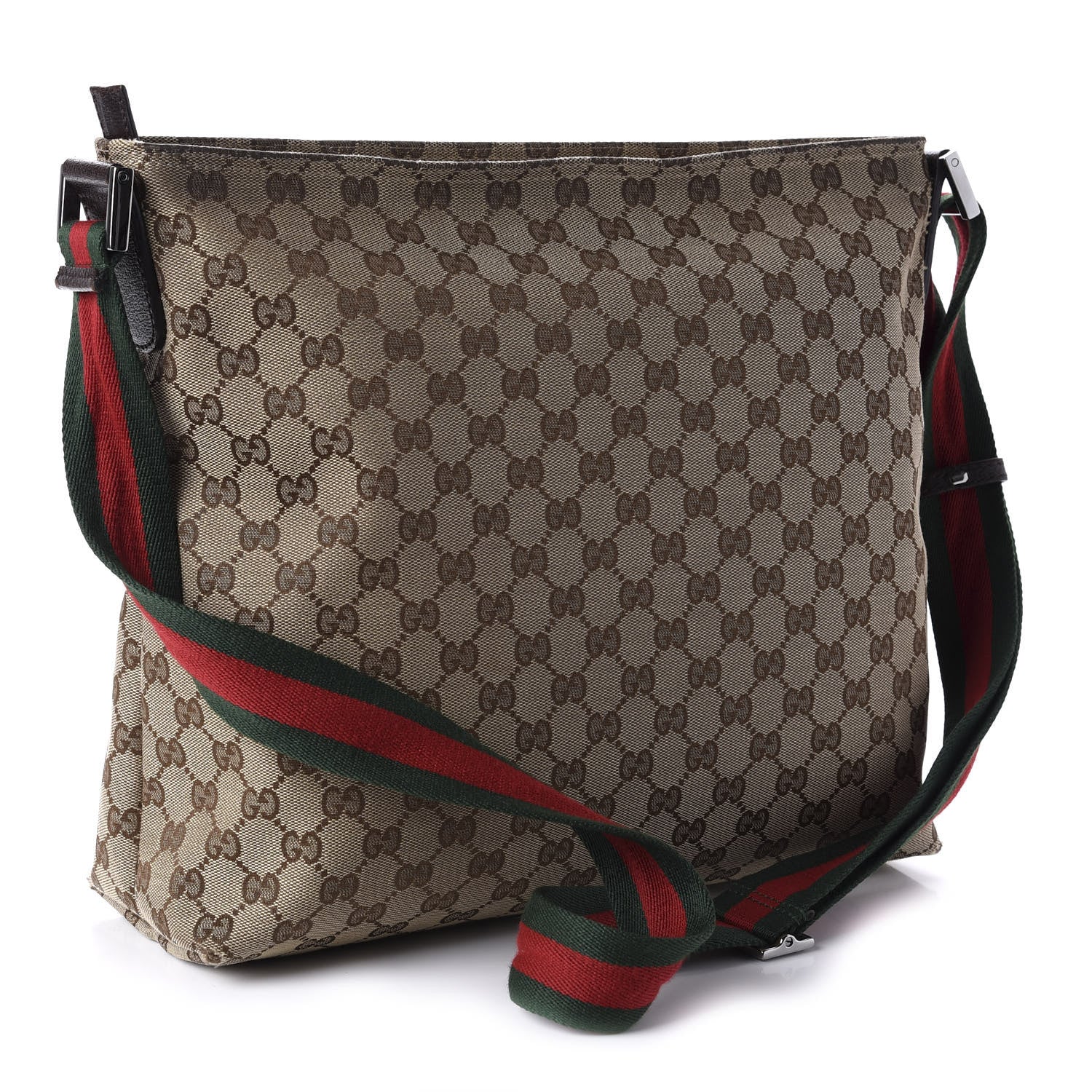 Gucci Monogram Web Medium Flat Messenger Bag Brown 3 of 10