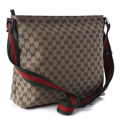 Gucci Monogram Web Medium Flat Messenger Bag Brown 3 of 10