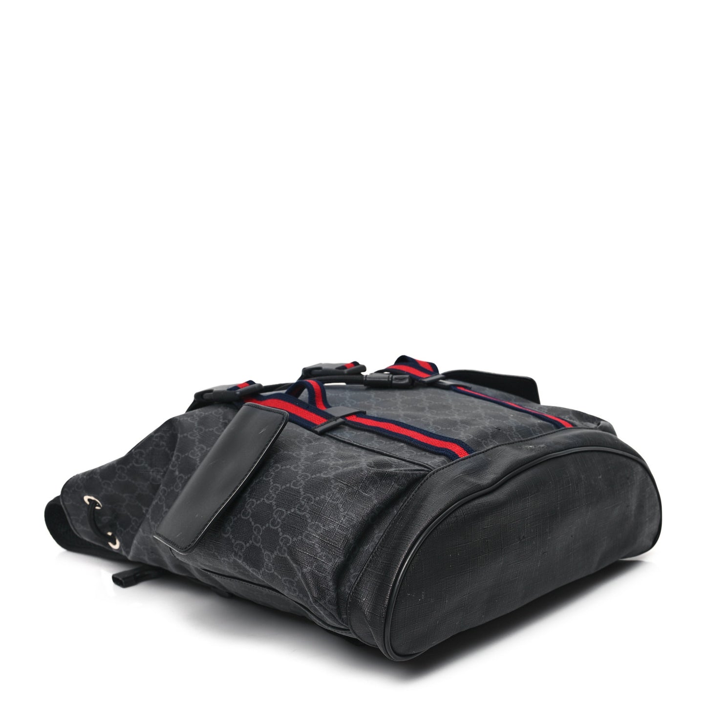 Soft GG Supreme Monogram Calfskin Web Double Buckle Backpack Black
