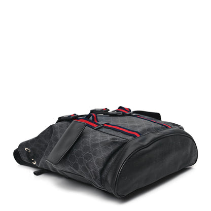 Gucci Soft GG Supreme Monogram Calfskin Web Double Buckle Backpack Black 4 of 15