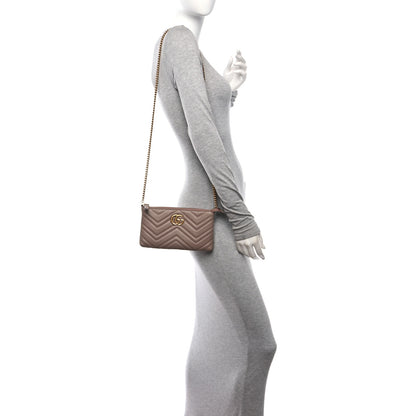 Gucci Calfskin Matelasse Mini GG Marmont Chain Bag Porcelain Rose 2 of 14