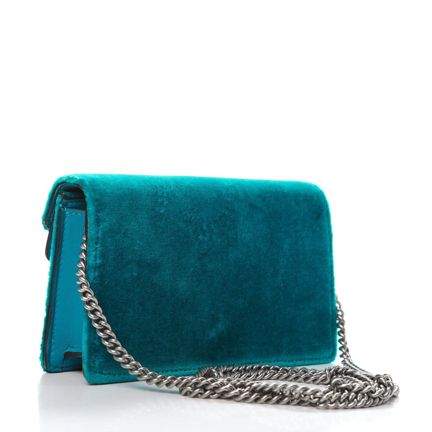 Gucci Velvet Super Mini Dionysus Shoulder Bag Pavone Cyan 3 of 9