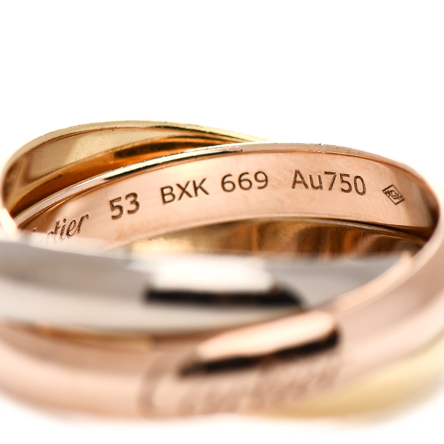 Cartier 18K Pink Yellow White Gold Classic Trinity Ring 53 6.25 5 of 6