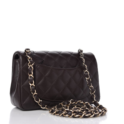 Chanel Lambskin Quilted Mini Rectangular Flap Dark Brown 3 of 11