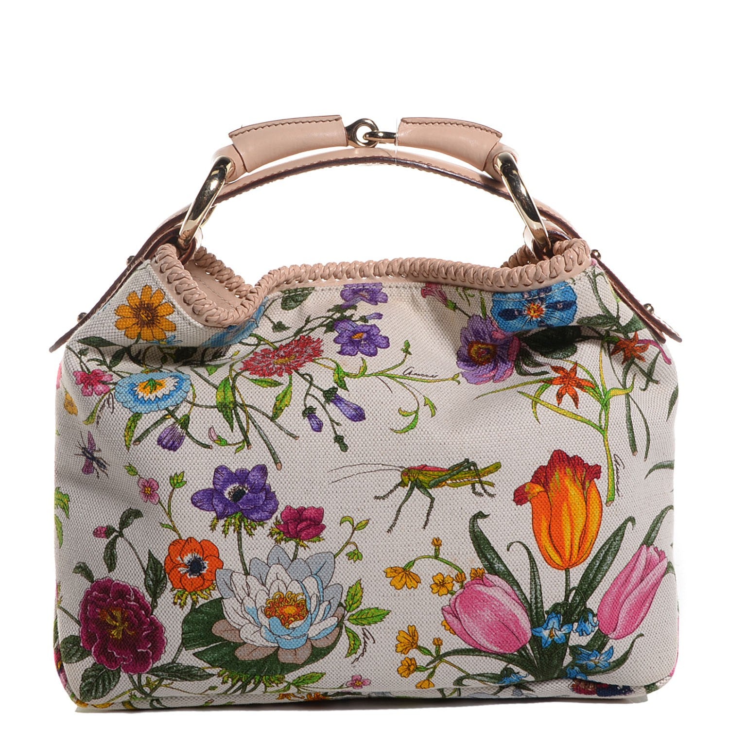 Gucci Canvas Flora Floral Small Horsebit Chain Hobo 1 of 7