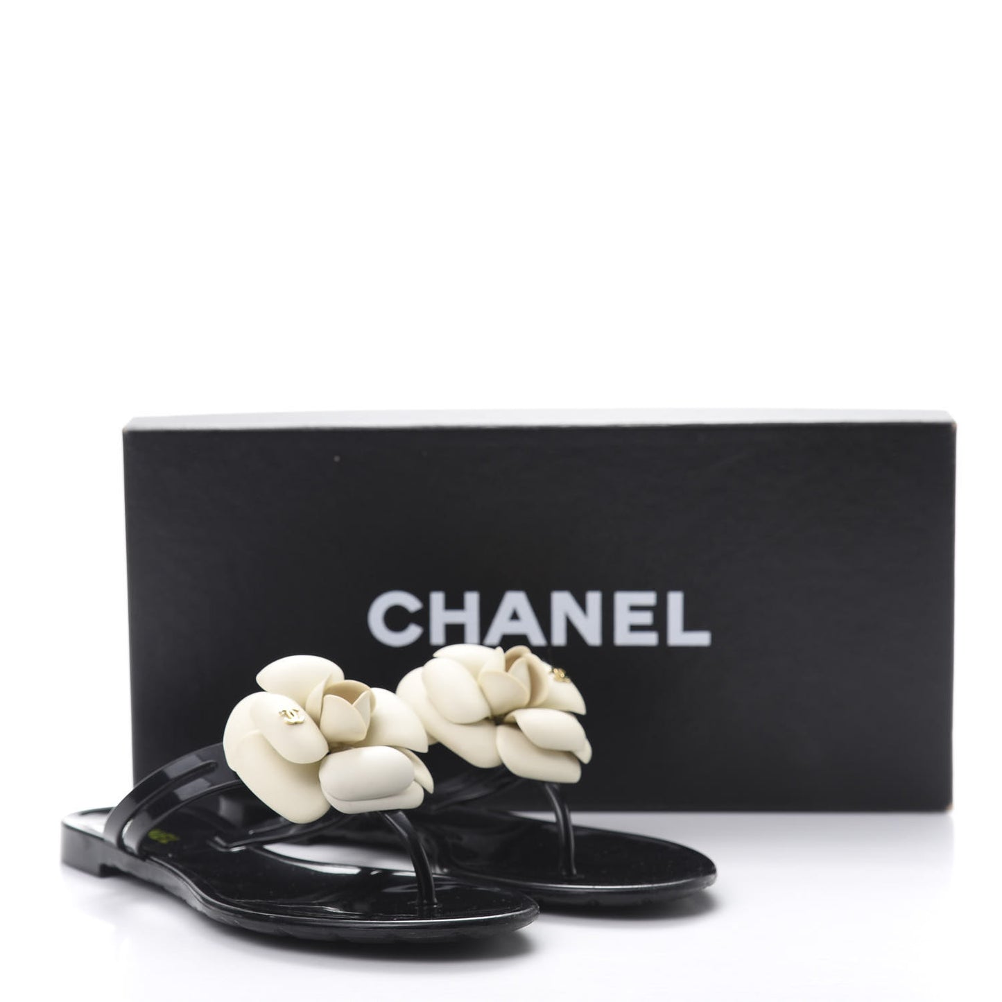 Jelly Camellia Thong Sandals 35 Black Ivory