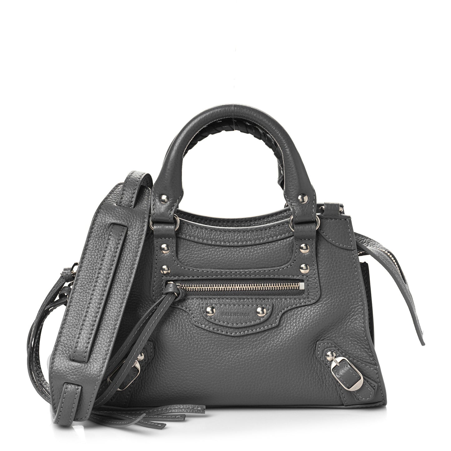 Grained Calfskin Neo Classic Silver Hardware Mini City Dark Grey