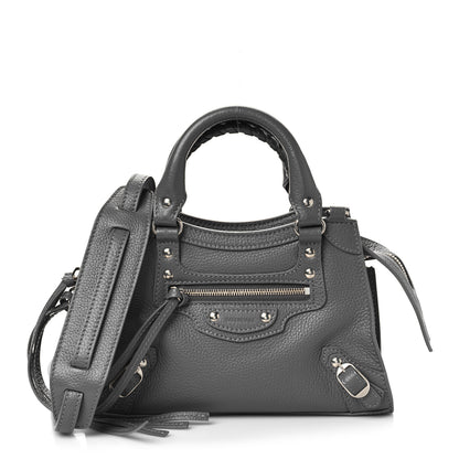 Balenciaga Grained Calfskin Neo Classic Silver Hardware Mini City Dark Grey 1 of 8