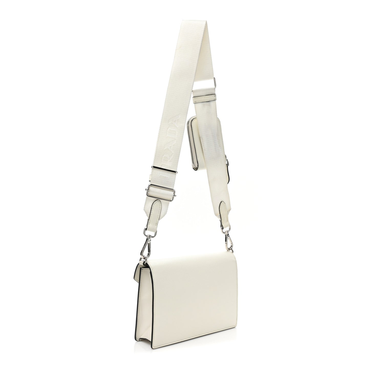 Saffiano City Calfskin Mini Envelope Bag White