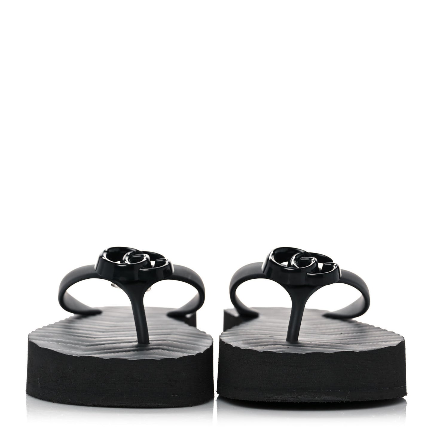 Rubber Chevron Womens GG Thong Sandals 39 Black