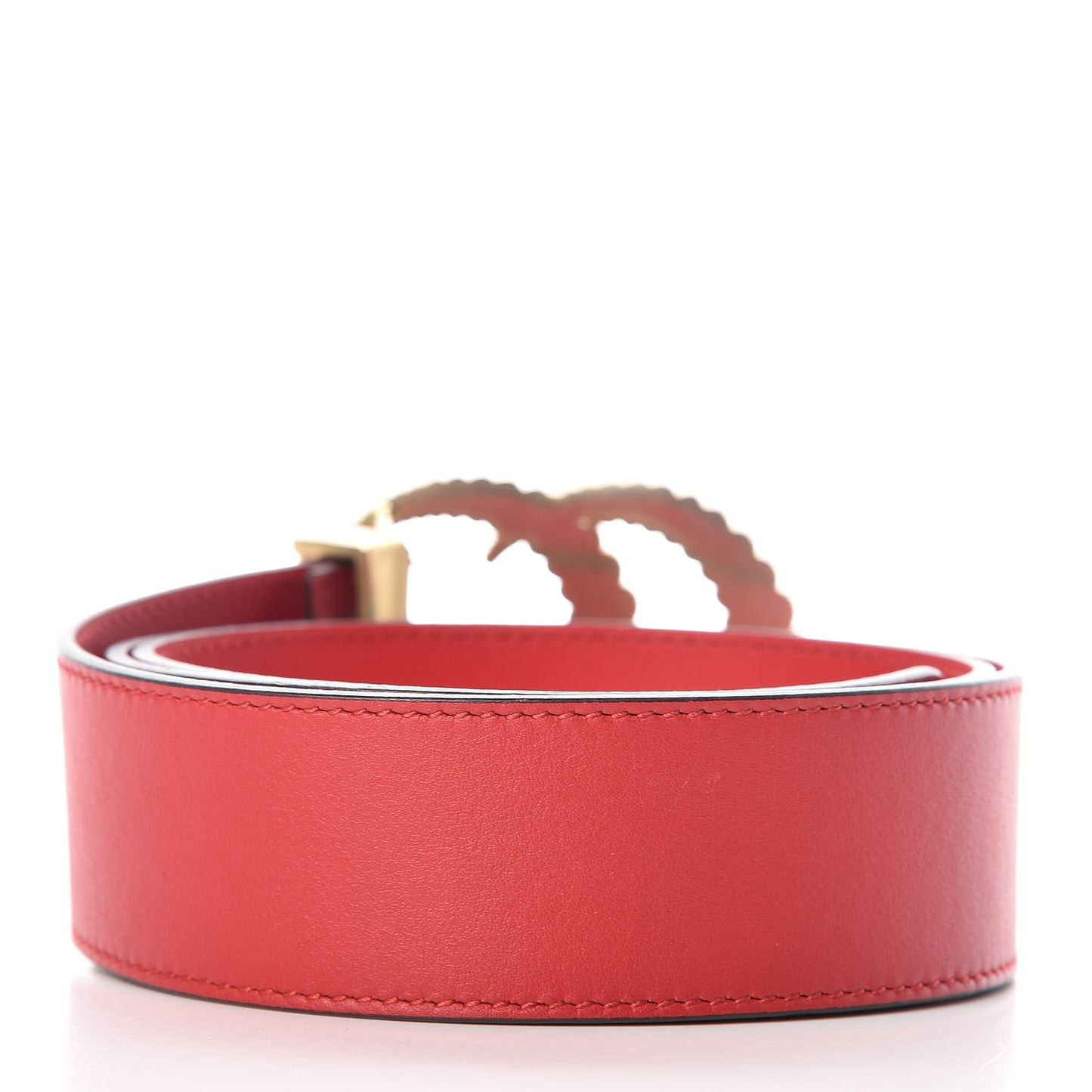 Moon Calfskin Torchon Double G 40mm Belt 85 34 Hibiscus Red